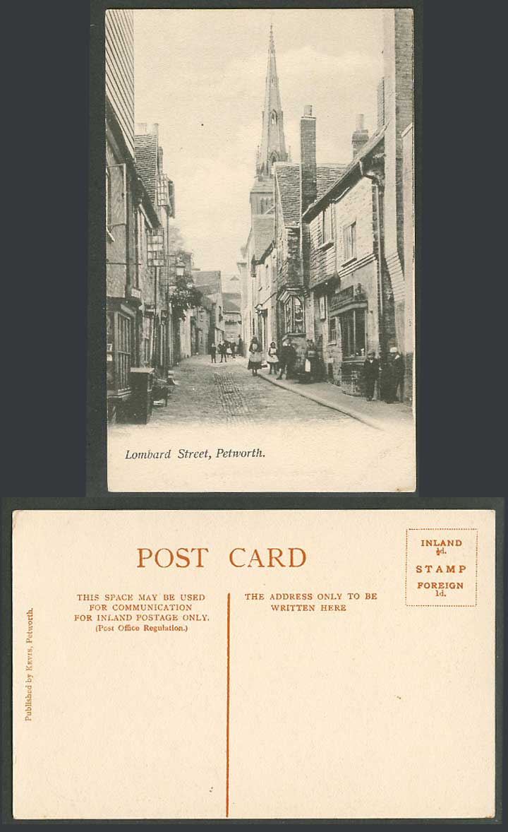 Petworth Lombard Street Scene Sussex Chichester Children Boys Girls Old Postcard