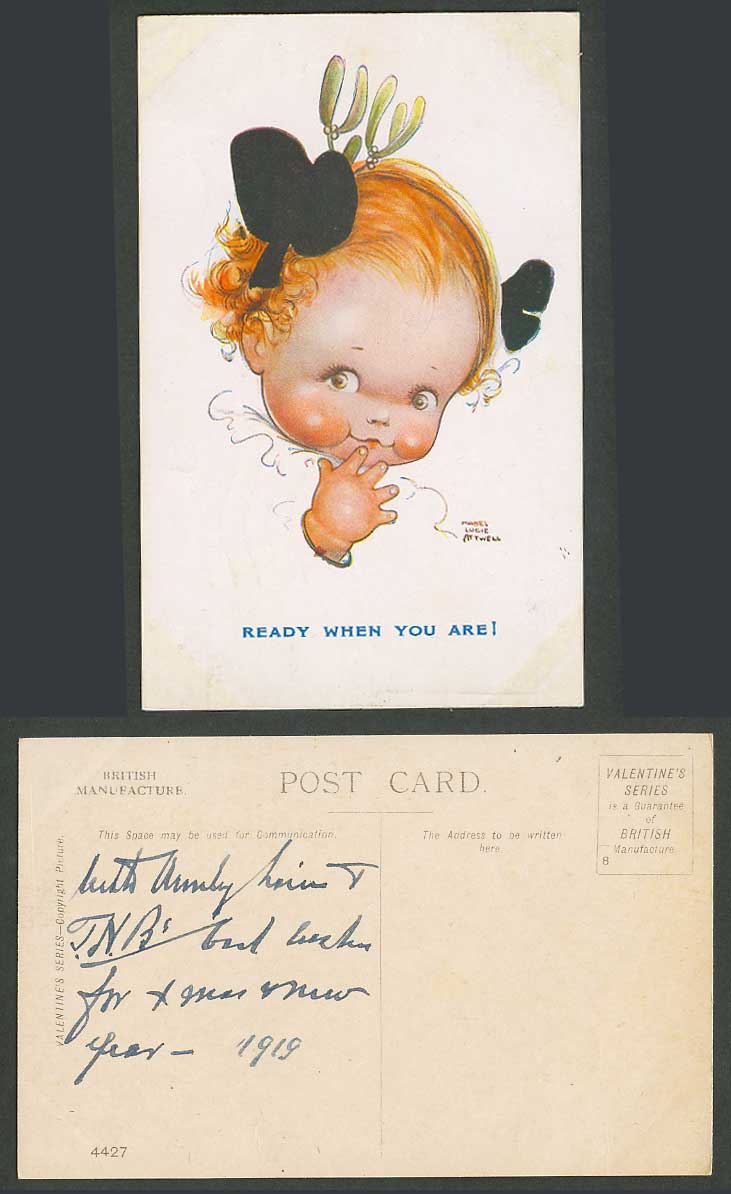 MABEL LUCIE ATTWELL Old Postcard Ready When You Are Little Girl Children No.4427