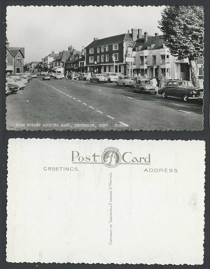 Tenterden Kent Old Real Photo Postcard High Street Looking East Hotel Motor Cars