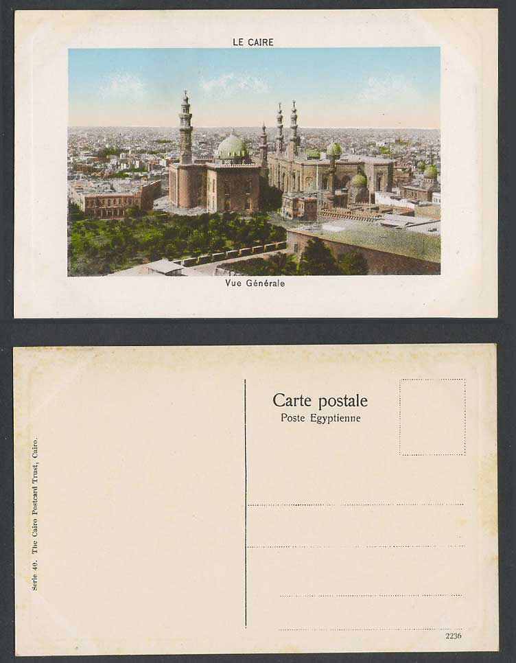 Egypt Old Embossed Postcard Cairo General View, Le Caire Vue Generale, Panorama
