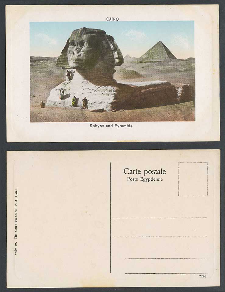 Egypt Old Embossed Postcard Cairo Sphinx Sphynx, Pyramids Pyramides Caire Desert