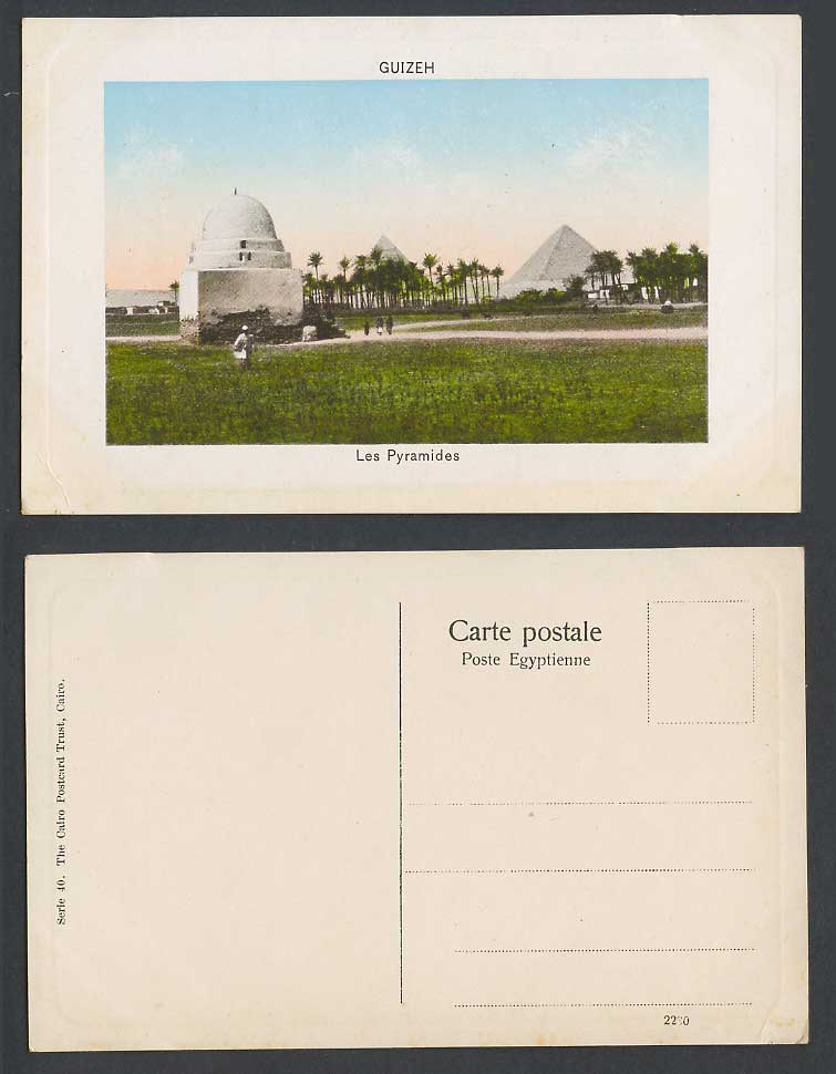 Egypt Old Embossed Postcard Cairo Pyramids Giza Palm Trees, Les Pyramides Guizeh
