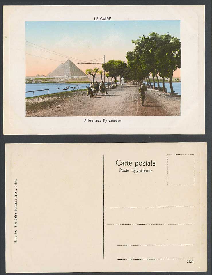 Egypt Old Postcard Cairo Le Caire Allee aux Pyramides Pyramids Road Donkey Rider