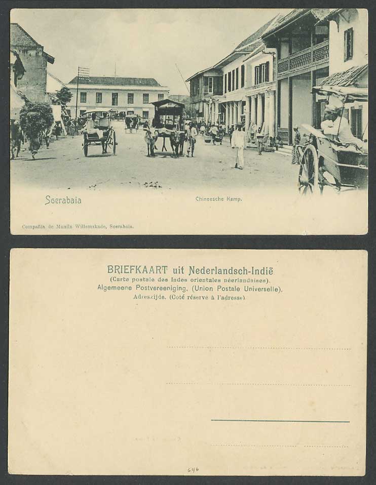 Indonesia D.E.I Old Postcard Soerabaja Chinese Camp Chineesche Kamp Street Scene