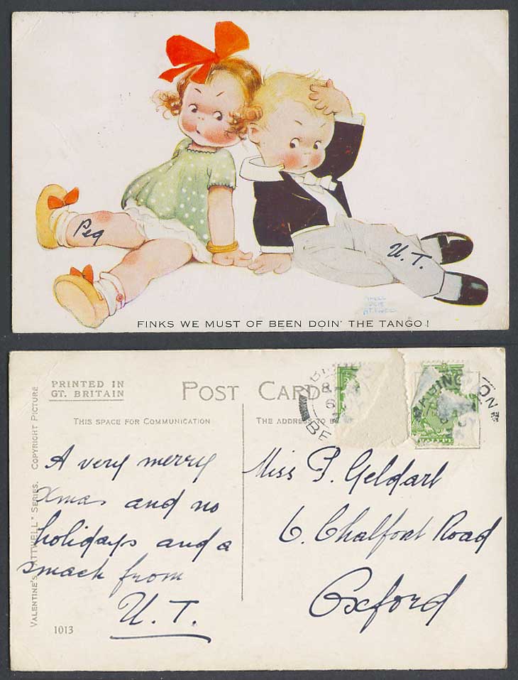 MABEL LUCIE ATTWELL 1926 Old Postcard Finks We Must of Been Doin' The Tango 1013