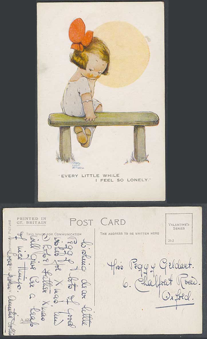 MABEL LUCIE ATTWELL Old Postcard Every Little While I Feel so Lonely. Girl. A422