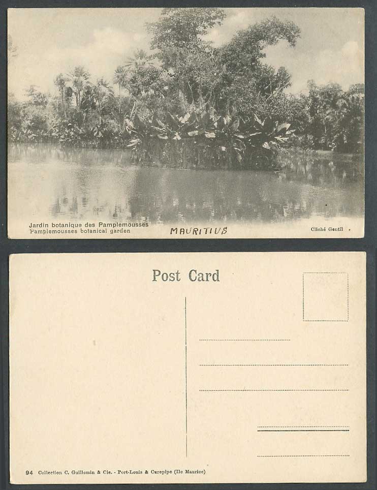 Mauritius Old Postcard Jardin Botanique des Pamplemousses, Botanical Garden Lake