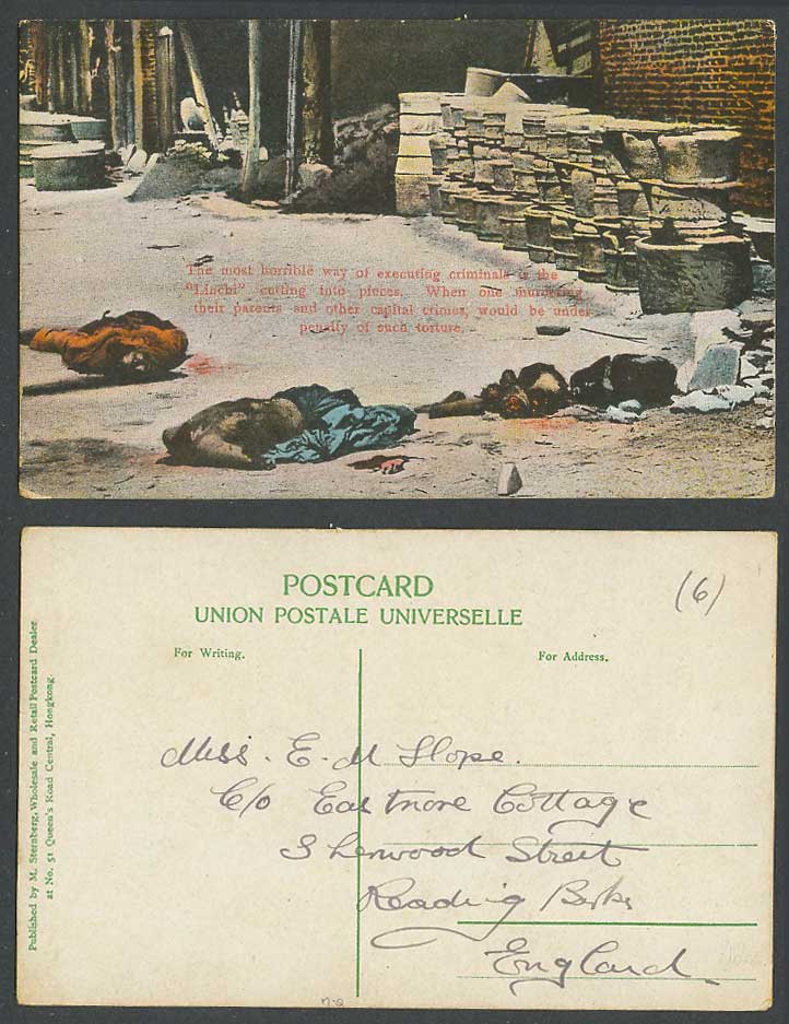 Hong Kong China Old Colour Postcard Chinese Criminals EXECUTION Linchi in Pieces