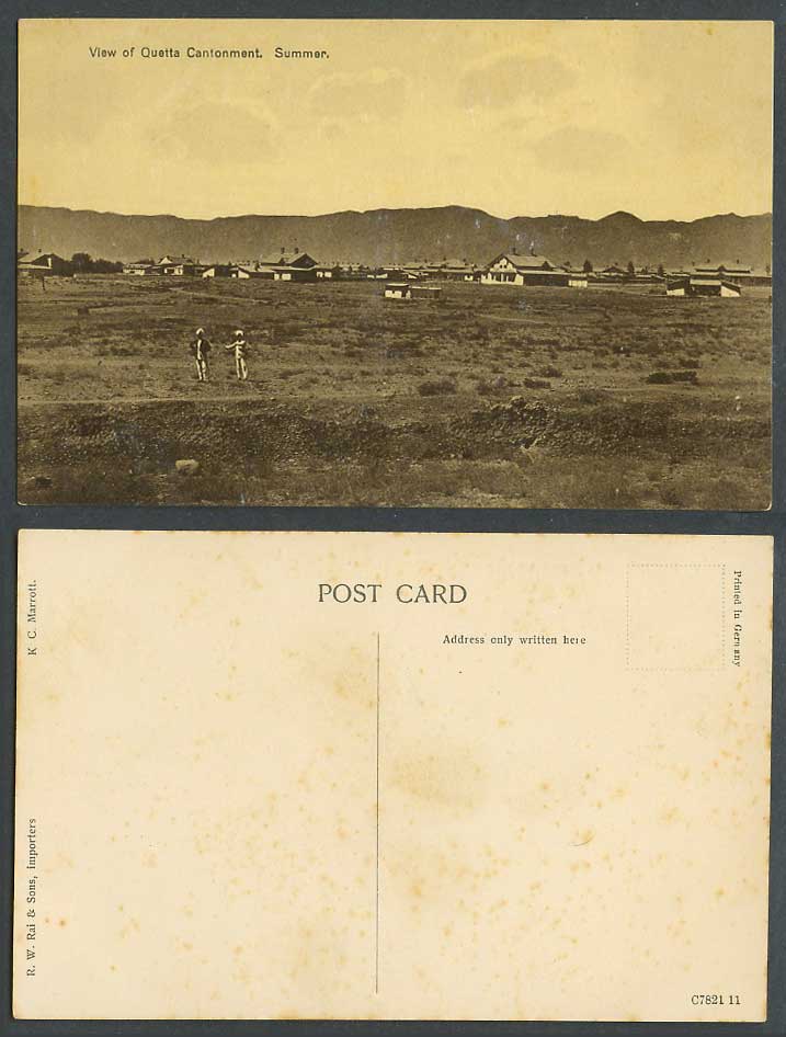 Pakistan Old Postcard Quetta Cantonment, Summer, Mountains Panorama General View