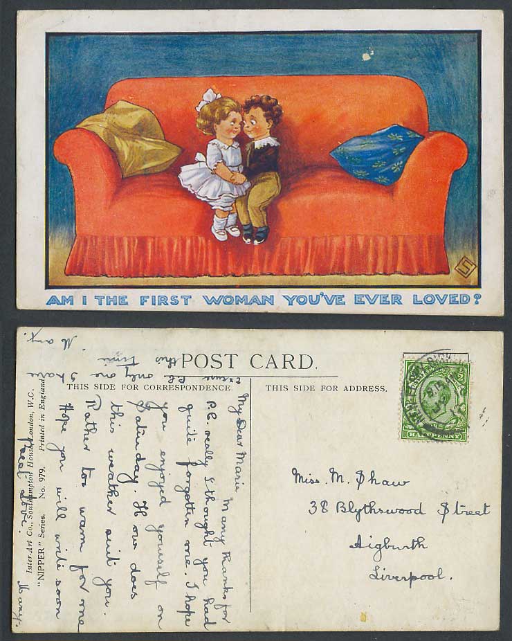 Am I The First Woman You've Ever Loved? Romance Comic Children 1912 Old Postcard