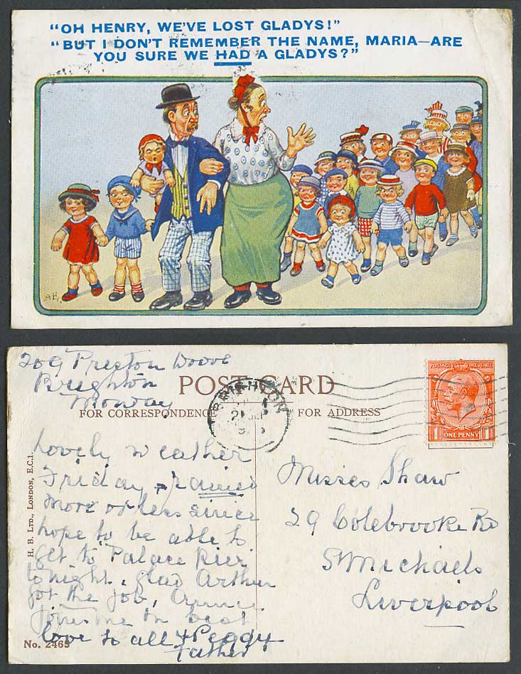 We've Lost Gladys! Are You Sure We Had a Gladys? Children Comic 1d. Old Postcard