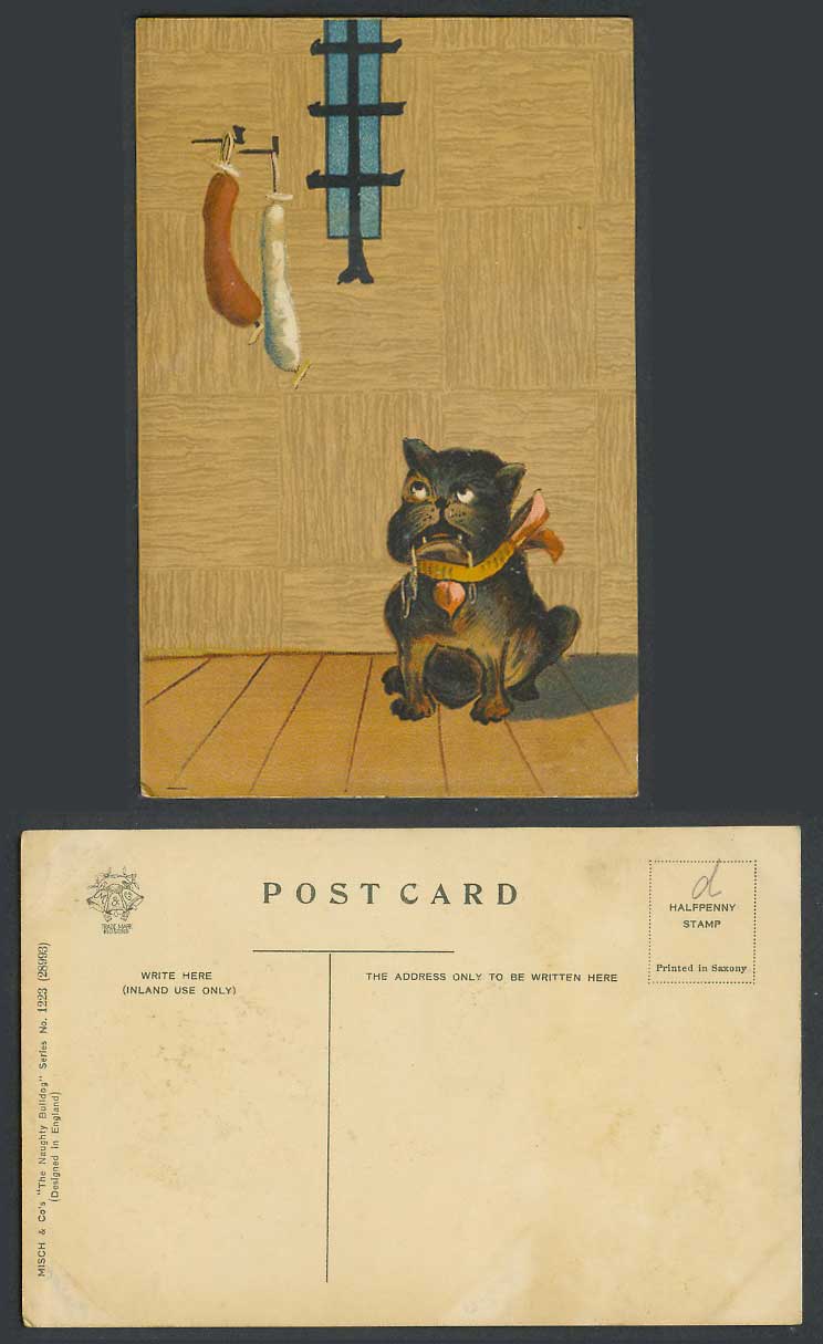 Bulldog Bull Dog Saliva Sausages, The Naughty Bulldog Series Artist Old Postcard