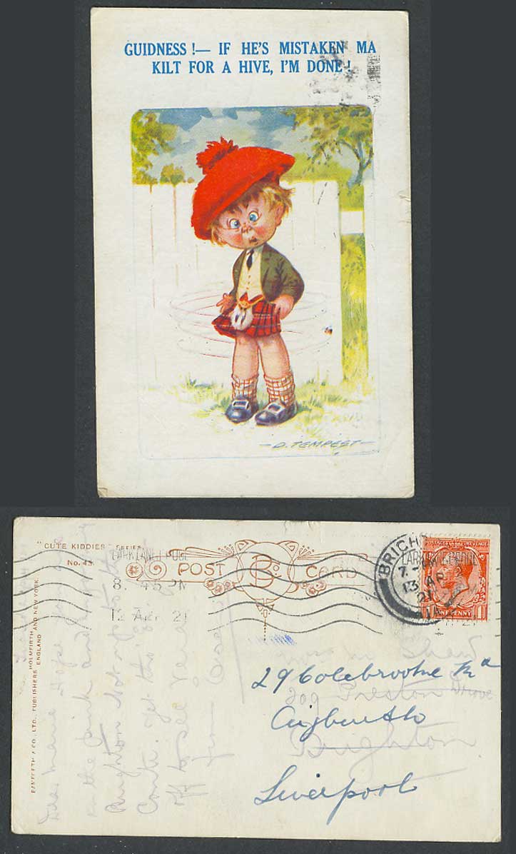 D. Tempest 1921 Old Postcard Scottish He's Mistaken Ma Milt for a Hive, I'm Done