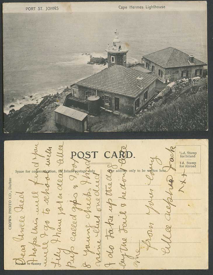 South Africa Old Postcard Cape Hermes Lighthouse, Port St. Johns, Eastern Cape