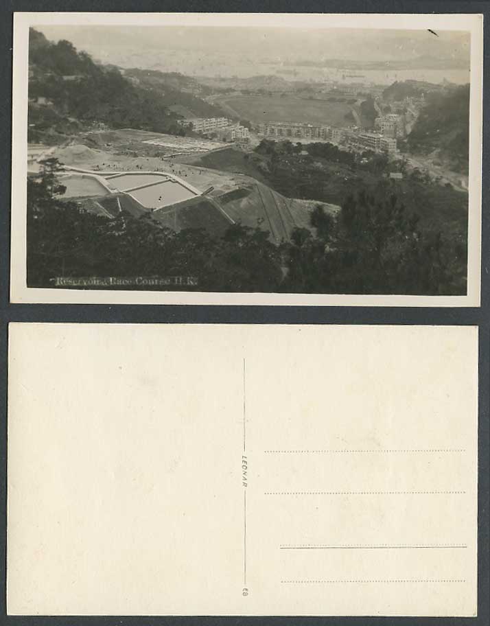 Hong Kong China 1950 Old Real Photo Postcard Reservoir & Race Course Filter-Beds