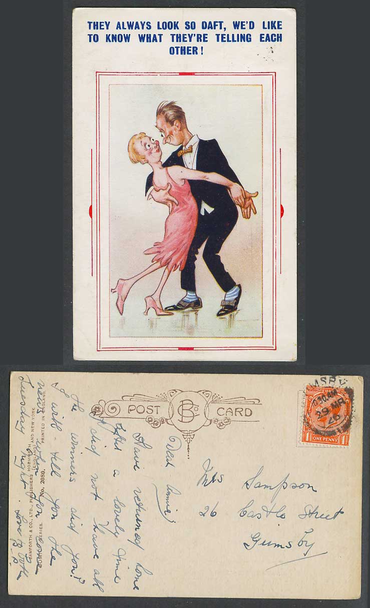 Dancers Dancing 1926 Old Postcard They look daft what they're telling each other