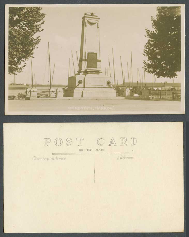 China Old Real Photo Postcard Hankow Cenotaph Monument Memorial Harbour Boats 漢口