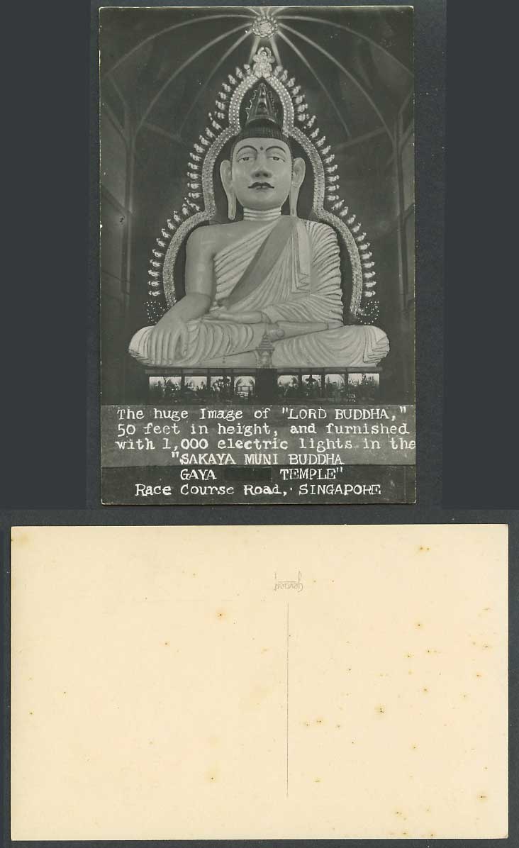 Singapore Old R Photo Postcard Sakaya Muni Buddha, Gaya Temple, Race Course Road
