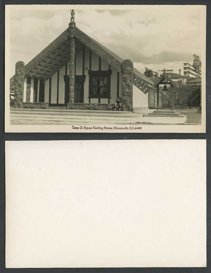 New Zealand Old Real Photo Postcard Ohinemutu Tama-te-kapua Meeting House, Marae