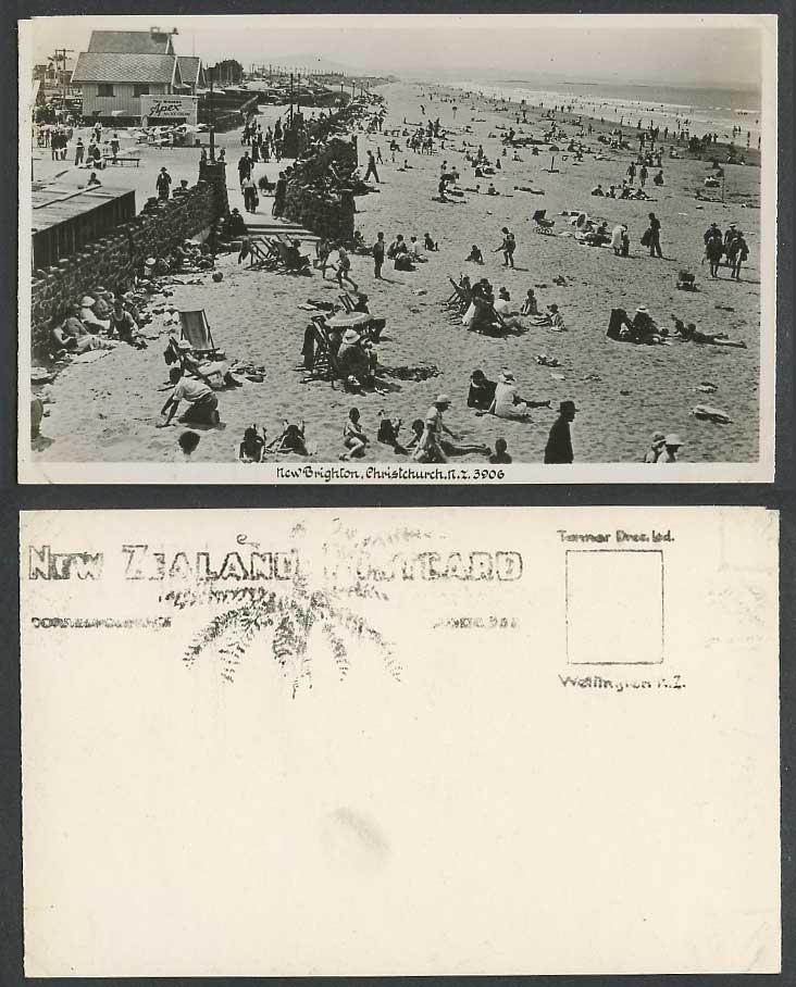 New Zealand Old Real Photo Postcard New Brighton Christchurch Beach Seaside Apex