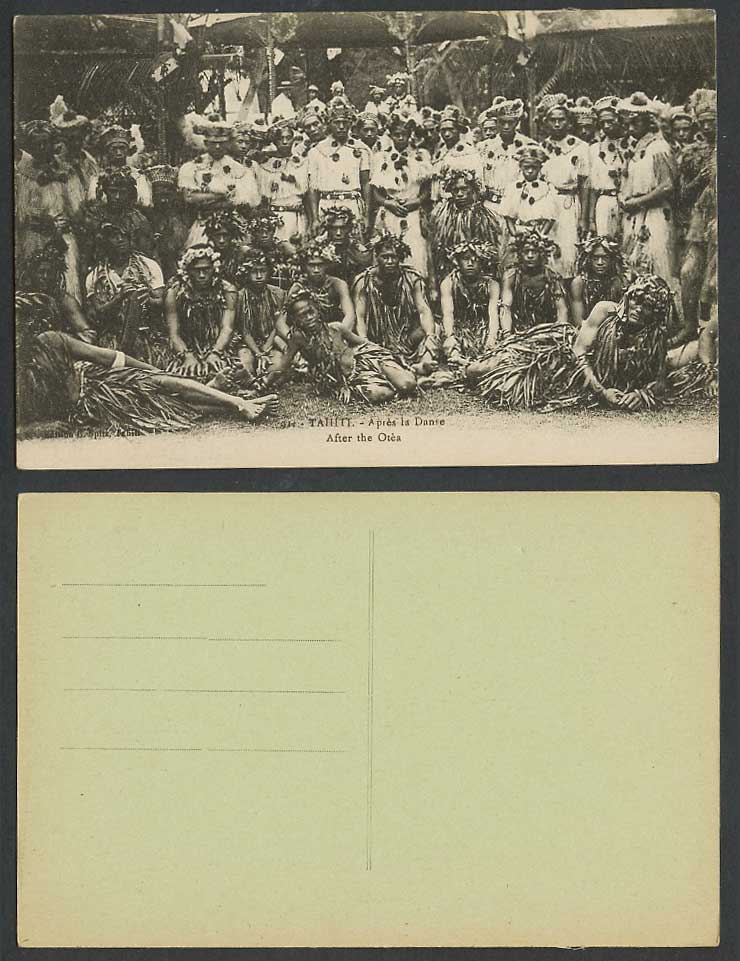 Tahiti Old Postcard After the Otea, Native Dancers, Traditional Dancing Costumes