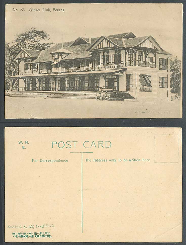 PENANG CRICKET CLUB Sports Sport Children Boys Old Postcard Straits Settlements