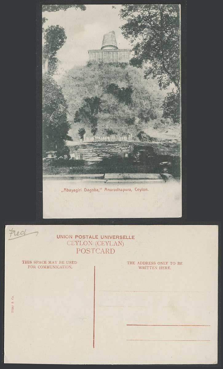 Ceylon Old Postcard Abhayagiri Abayagiri Dagoba, Anuradhapura Ruins, Sri Lanka