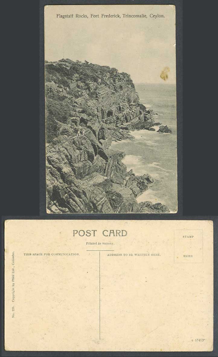 Ceylon Old Postcard Flagstaff Rocks Fort Frederick Trincomalie Trincomalee Coast