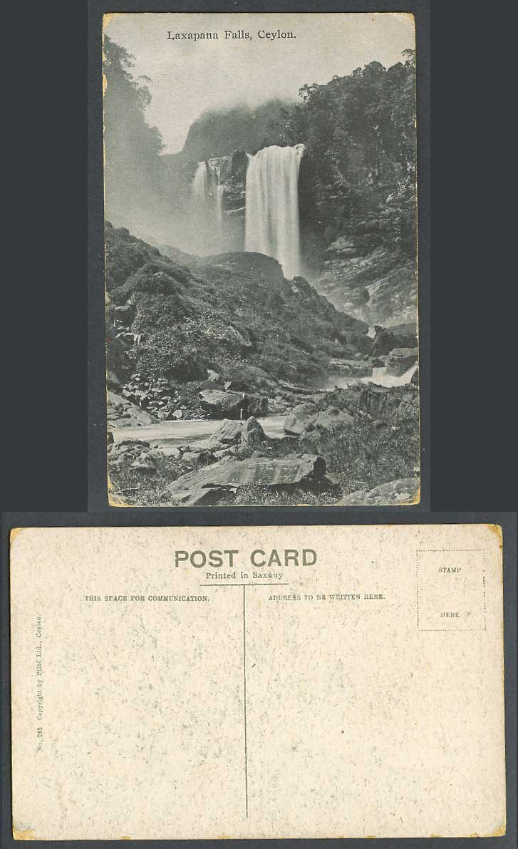 Ceylon Old Postcard Laxapana Falls Maskeliya Water Falls Waterfalls Cascades 242