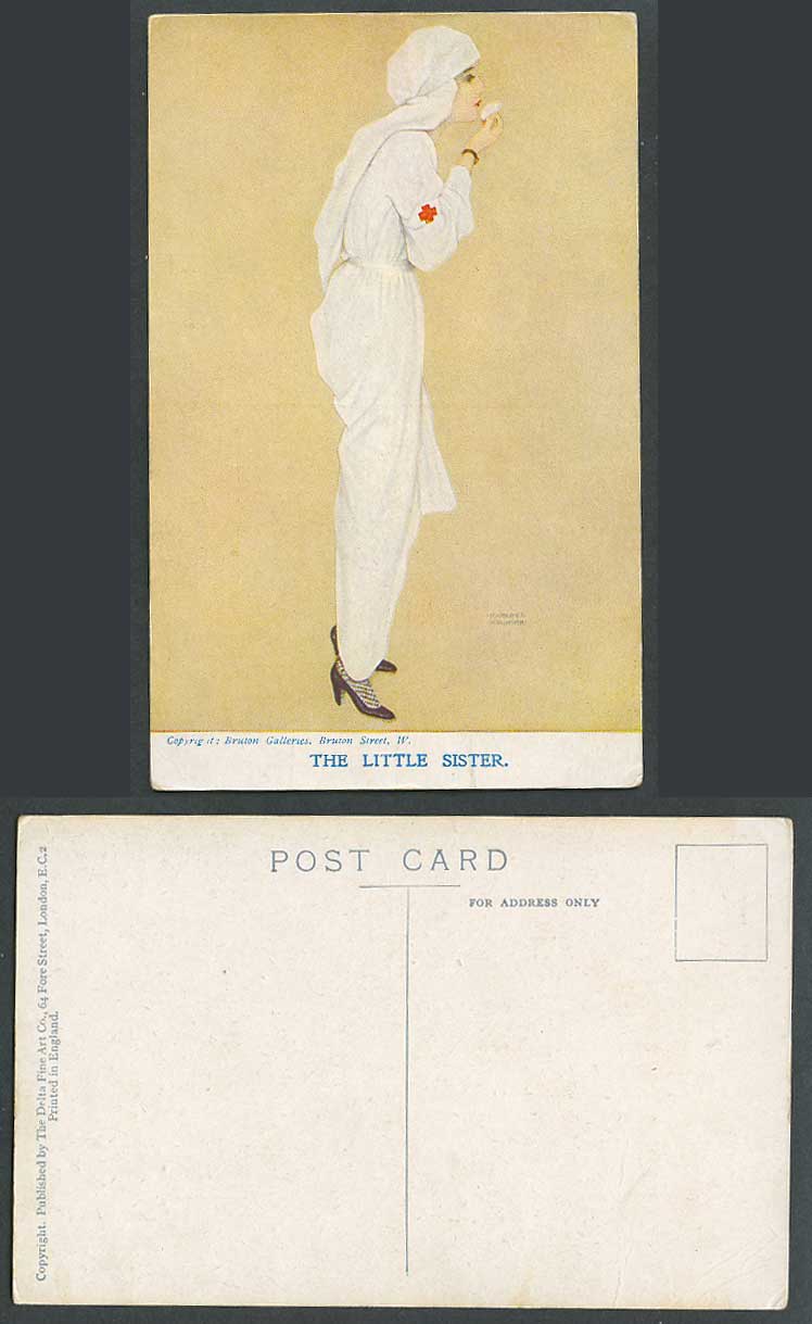 Raphael Kirchner Old Postcard The Little Sister, Red Cross Nurse High Heel Shoes