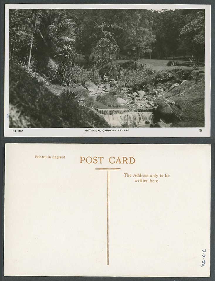 Penang Old Real Photo Postcard Botanical Gardens Waterfall, Botanic Garden Falls