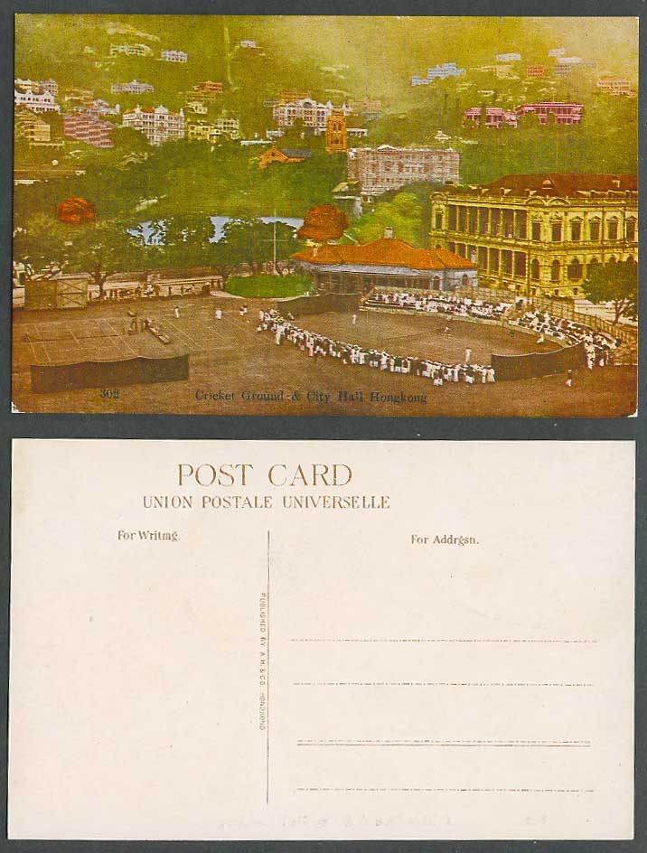 Hong Kong China Old Colour Postcard Cricket Ground & City Hall Tennis Courts 302
