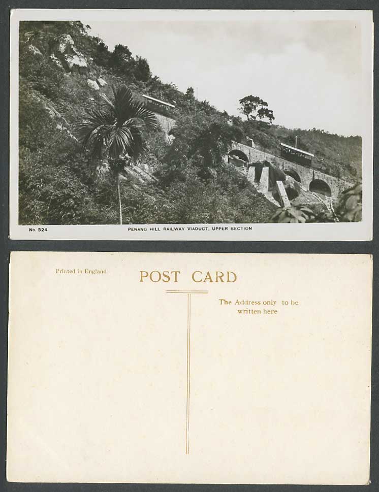 Penang Hill Railway Viaduct Bridge Upper Section, Trains Old Real Photo Postcard