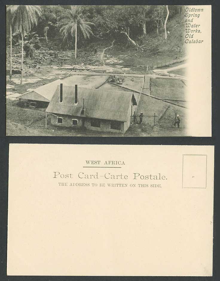 Nigeria Vintage UB Postcard Old Town Oldtown Spring and Water Works, Old Calabar
