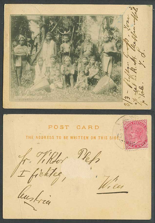 India Court Size QV 1a 1900 Old UB Postcard Assam Assamese, Traditional Costumes