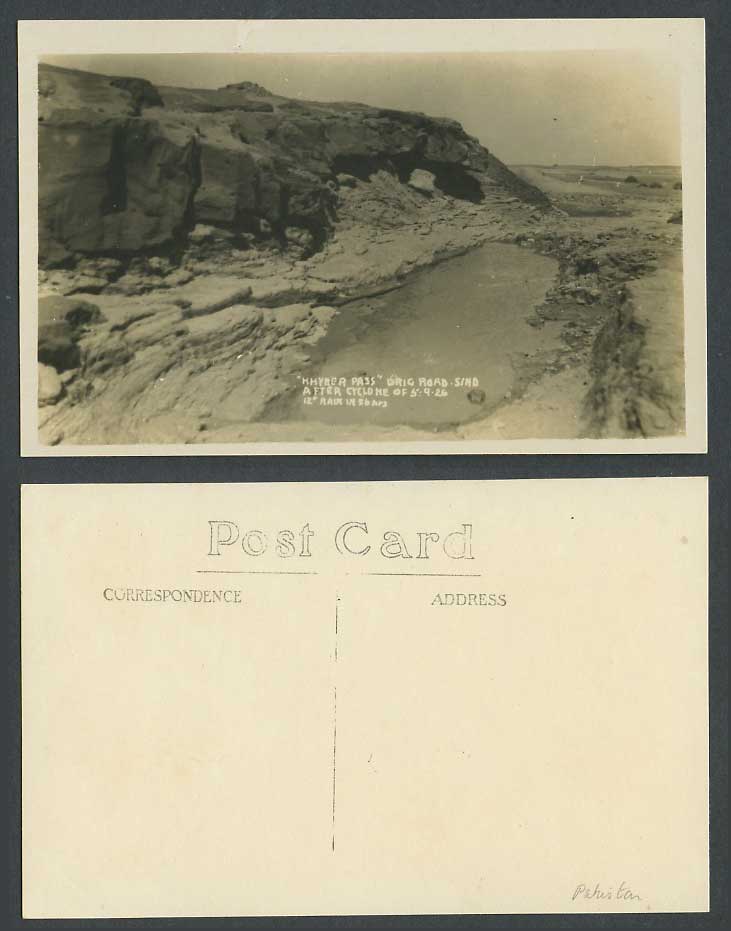 Pakistan Khyber Pass Drig Road Sind After Cyclone 5.9. 1926 Old R Photo Postcard