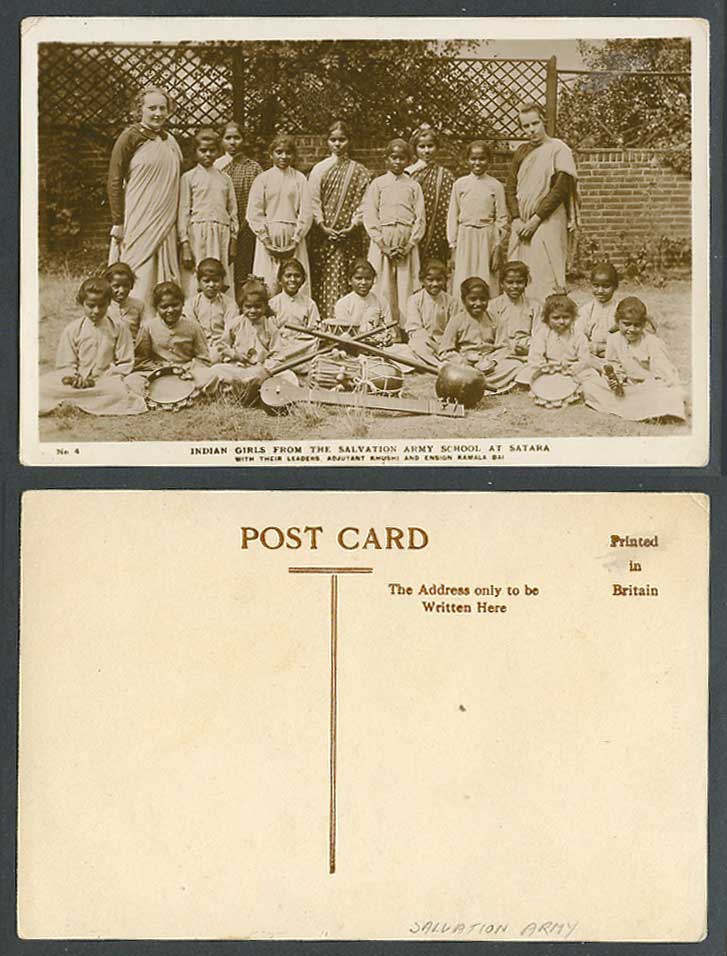 India Old Postcard Native Indian Girls from Salvation Army School Satara Leaders
