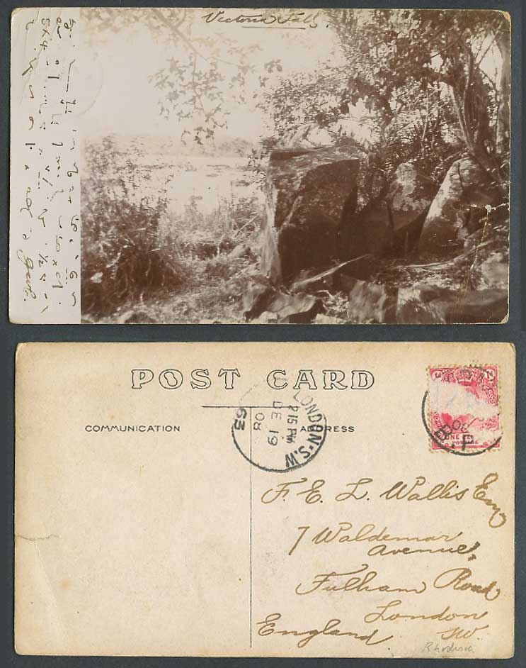 Southern Rhodesia 1908 Old Real Photo Postcard Waterfalls, Victoria Falls, Rocks