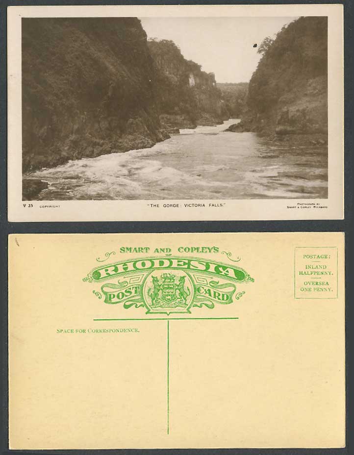 Rhodesia Old Real Photo Postcard The Gorge Victoria Falls, Zambesi Zambezi River