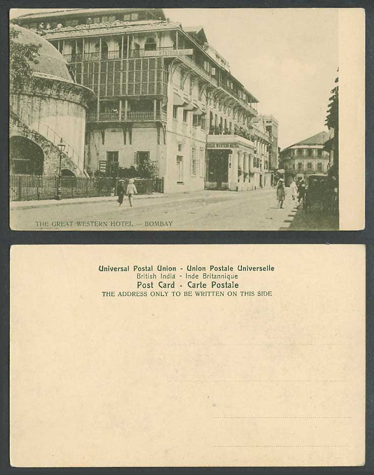 India Old Postcard The Great Western Hotel, Bombay, Native Street Scene, Natives