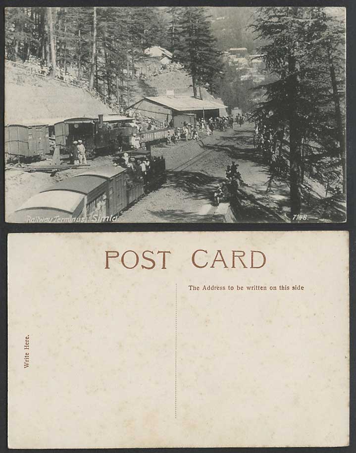 India Old Postcard Locomotive Trains Railway Terminus Simla Train Station Shimla
