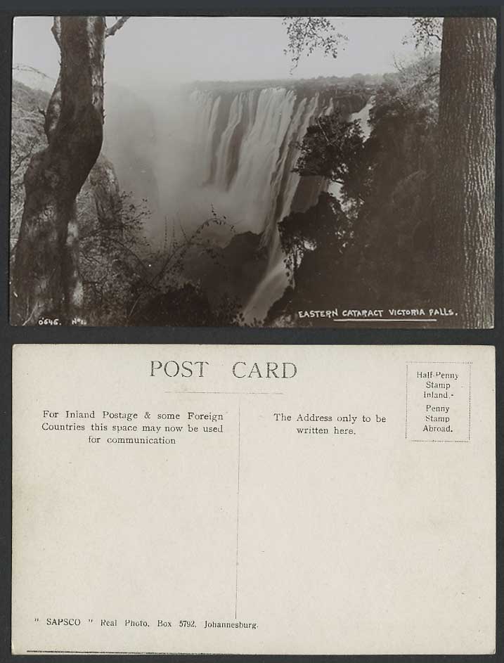Rhodesia Old Real Photo Postcard Eastern Cataract Victoria Falls Waterfalls 0646