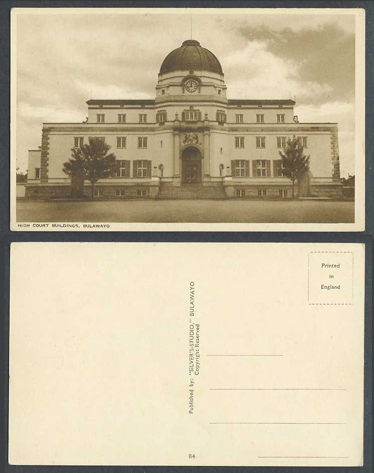 Rhodesia Old Postcard High Court Buildings Bulawayo, Clock, Law Courts, Zimbabwe