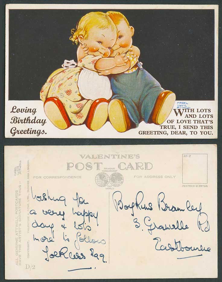 MABEL LUCIE ATTWELL Old Postcard Loving Birthday - Lots of Love That's True D/2
