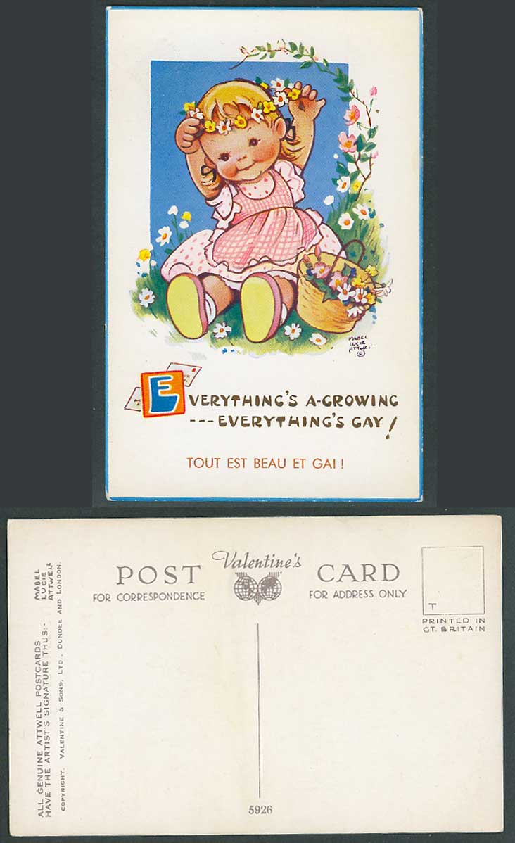 MABEL LUCIE ATTWELL Old Postcard Everything's A-Growing Everything's Gay! 5926