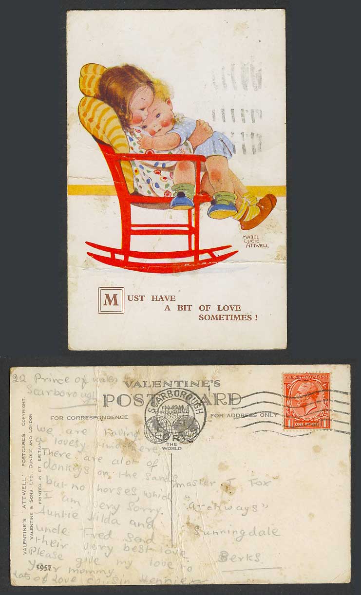 MABEL LUCIE ATTWELL 1931 Old Postcard Must Have Love Sometime Rocking Chair 1957