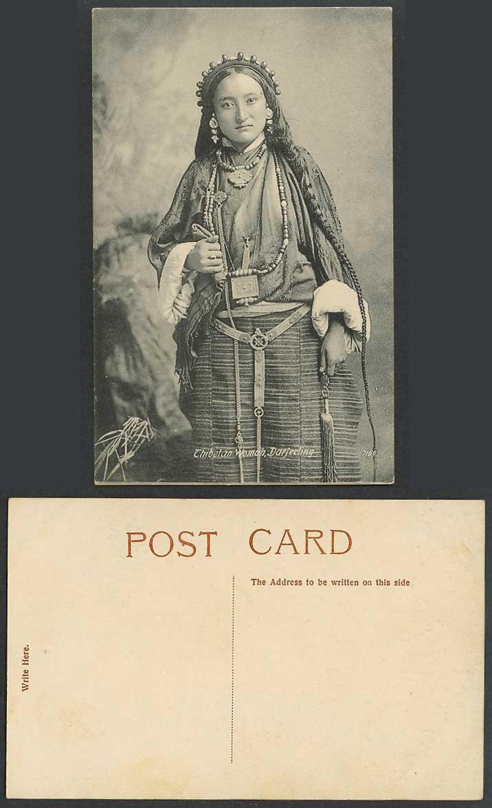 TIBET China India Old Postcard Thibetan Woman, Darjeeling, Lady Tibetan Costumes
