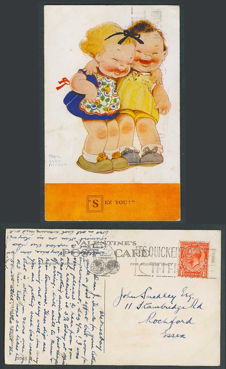 MABEL LUCIE ATTWELL 1d. 1932 Old Postcard Sez You! Girls Laughing 2045 Telephone