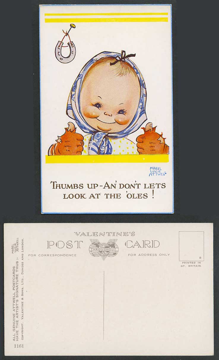 MABEL LUCIE ATTWELL Old Postcard Thumbs Up an Don't Let's Look at The Oles! 1161