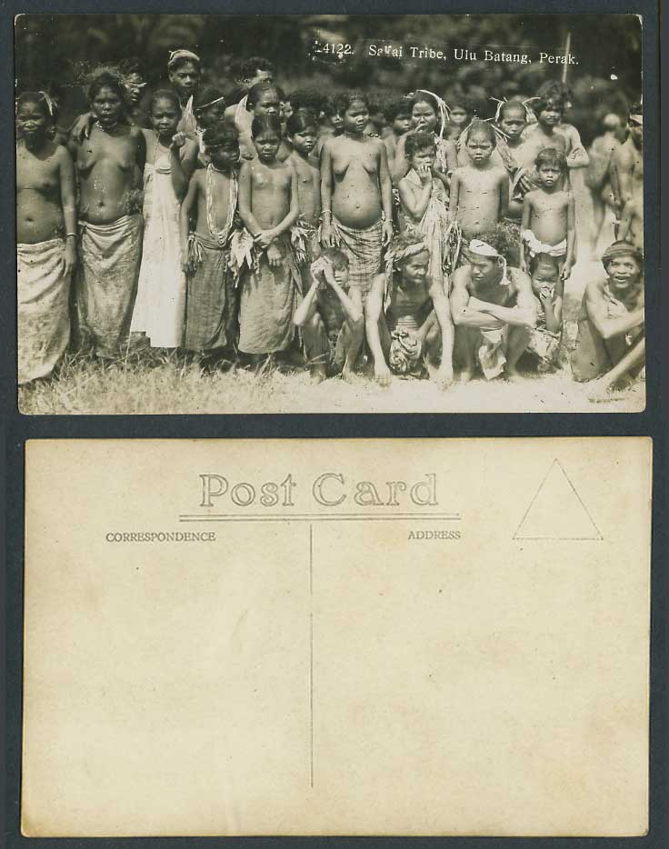 Perak Old RP Postcard Sakei Sakai Tribe Ulu Batang Perak Native Women Boys Girls